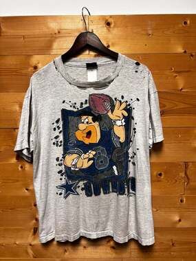 Vintage 1993 Dallas Cowboys Fred Flintstone T Shirt Distressed NFL Hanna Barbera